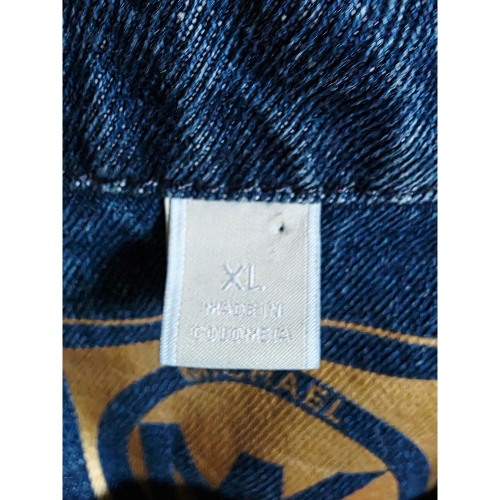 Michael‎ Kors Denim Jacket Women's XL Blue Jean Art Painted Peace Hands MK Logo - Picture 6 of 10